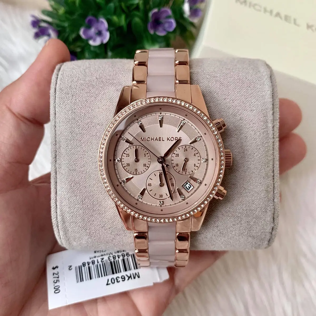 mk6307 michael kors chronograph watch women rose gold dial multi pink golden strap quartz battery analog ritz 10 mk6307 michael kors chronograph watch women rose gold dial multi pink golden strap quartz battery analog ritz 10