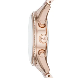 mk6307 michael kors chronograph watch women rose gold dial multi pink golden strap quartz battery analog ritz 4