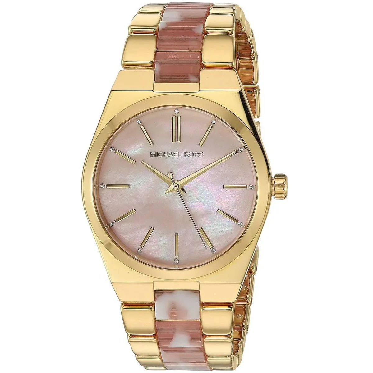 mk6650 michael kors watch women pink dial multi gold strap quartz battery analog three hand channing 2 mk6650 michael kors watch women pink dial multi gold strap quartz battery analog three hand channing 2
