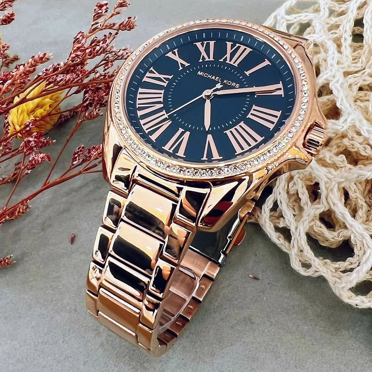 mk6930 michael kors watch women crystals blue dial metal stainless steel rose gold strap quartz battery analog three hand kacie 10 mk6930 michael kors watch women crystals blue dial metal stainless steel rose gold strap quartz battery analog three hand kacie 10