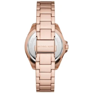 mk6930 michael kors watch women crystals blue dial metal stainless steel rose gold strap quartz battery analog three hand kacie 4