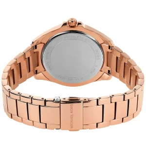 mk6930 michael kors watch women crystals blue dial metal stainless steel rose gold strap quartz battery analog three hand kacie 5