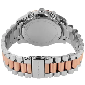 mk7219 michael kors watch women mother of pearl rose gold dial metal stainless steel silver two tone strap quartz battery analog chronograph lexington 10