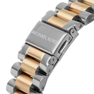 mk7219 michael kors watch women mother of pearl rose gold dial metal stainless steel silver two tone strap quartz battery analog chronograph lexington 11