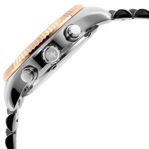 mk7219 michael kors watch women mother of pearl rose gold dial metal stainless steel silver two tone strap quartz battery analog chronograph lexington 5