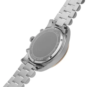 mk7219 michael kors watch women mother of pearl rose gold dial metal stainless steel silver two tone strap quartz battery analog chronograph lexington 8
