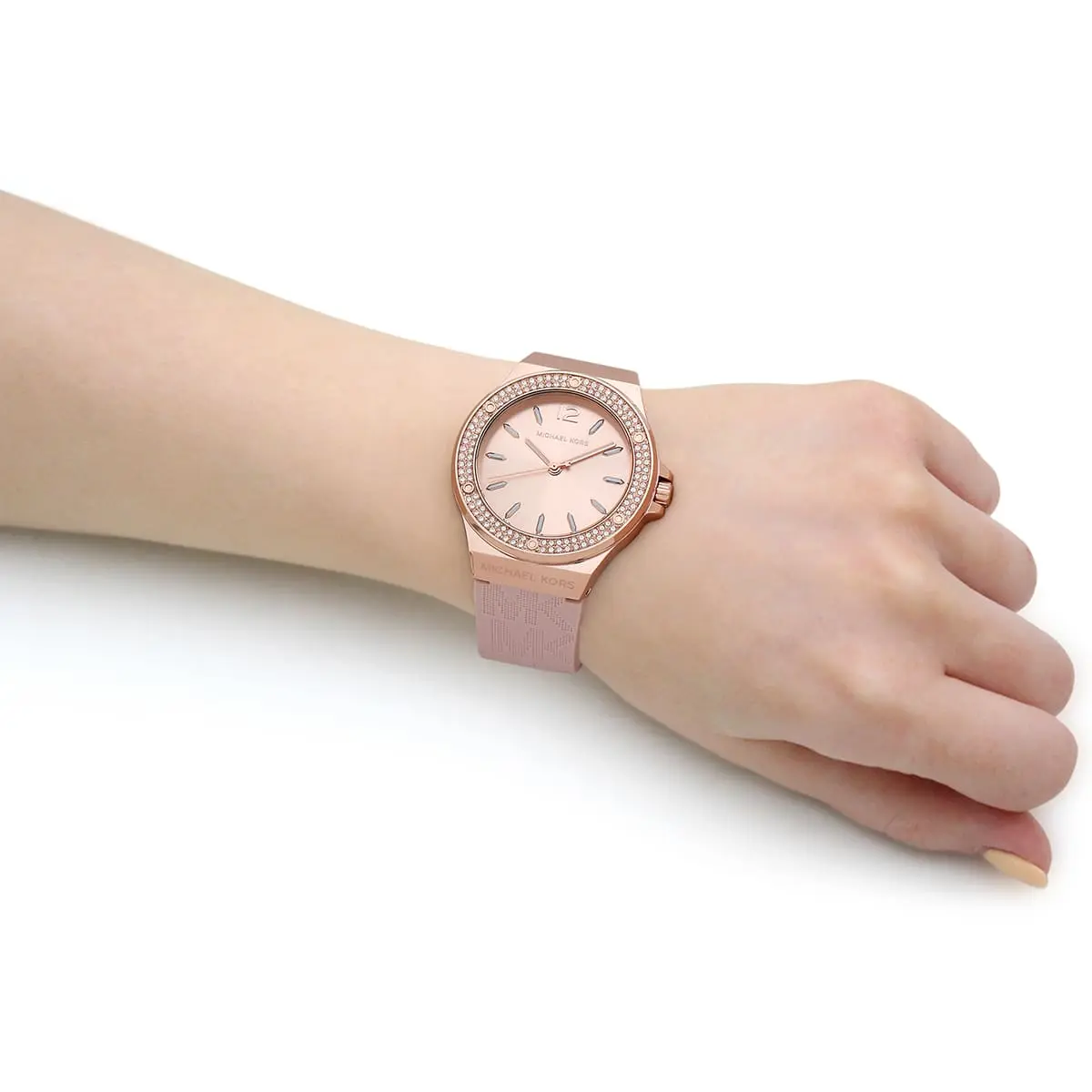 mk7282 michael kors watch women rose gold dial rubber pink strap quartz battery analog three hand crystals lennox 10 mk7282 michael kors watch women rose gold dial rubber pink strap quartz battery analog three hand crystals lennox 10