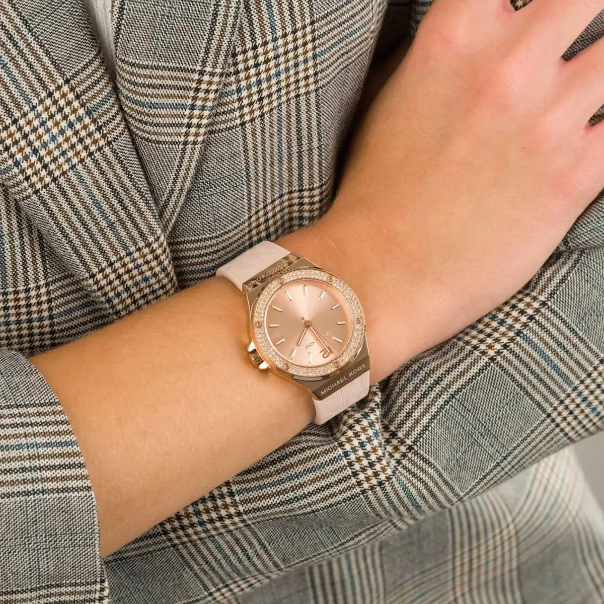 mk7282 michael kors watch women rose gold dial rubber pink strap quartz battery analog three hand crystals lennox 11 mk7282 michael kors watch women rose gold dial rubber pink strap quartz battery analog three hand crystals lennox 11