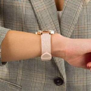 mk7282 michael kors watch women rose gold dial rubber pink strap quartz battery analog three hand crystals lennox 12