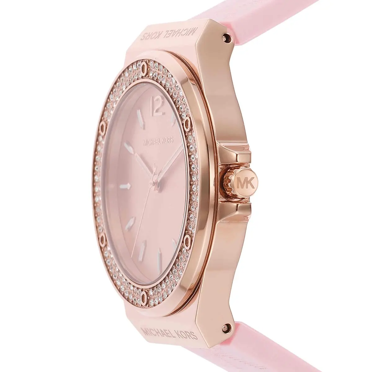 mk7282 michael kors watch women rose gold dial rubber pink strap quartz battery analog three hand crystals lennox 2 mk7282 michael kors watch women rose gold dial rubber pink strap quartz battery analog three hand crystals lennox 2
