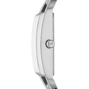 mk7407 michael kors watch women mk logo silver dial metal stainless steel strap quartz battery square analog three hand mk empire 3