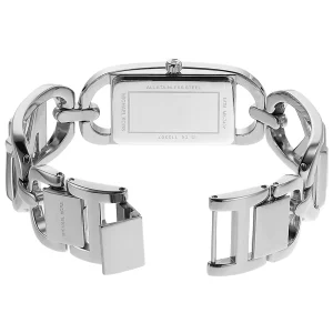 mk7407 michael kors watch women mk logo silver dial metal stainless steel strap quartz battery square analog three hand mk empire 5
