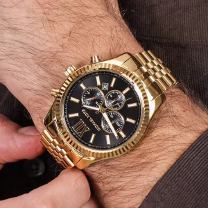 mk8286 michael kors watch men black dial metal stainless steel gold strap quartz battery analog chronograph lexington 10