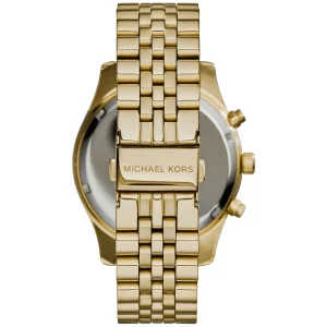 mk8286 michael kors watch men black dial metal stainless steel gold strap quartz battery analog chronograph lexington 6