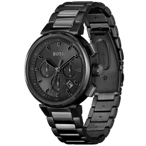 1514001 hugo boss watch men black dial metal stainless strap quartz battery analog chronograph one 2