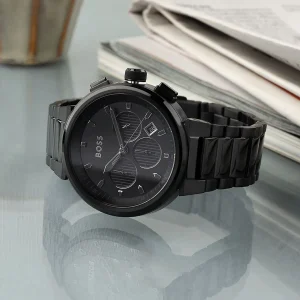 1514001 hugo boss watch men black dial metal stainless strap quartz battery analog chronograph one 7