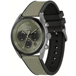 1514092 hugo boss watch men green dial rubber strap quartz battery analog chronograph top 3