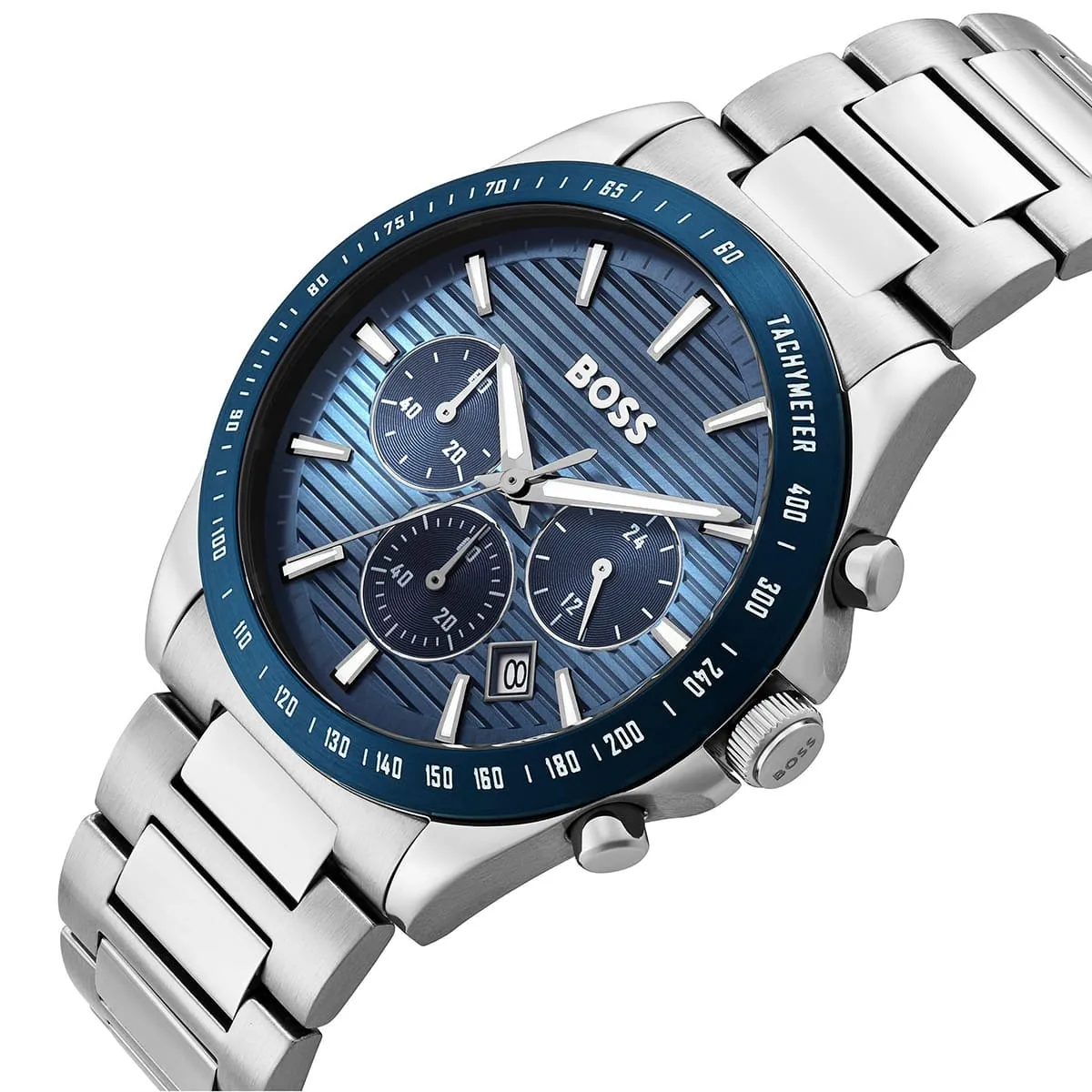 1514240 hugo boss watch men blue dial stainless steel metal silver strap quartz battery analog chronograph strike 4 1514240 hugo boss watch men blue dial stainless steel metal silver strap quartz battery analog chronograph strike 4