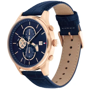 1710503 tommy hilfiger watch men blue dial leather strap quartz battery analog weston 2