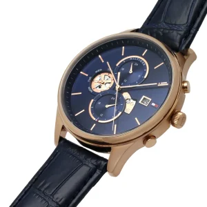 1710503 tommy hilfiger watch men blue dial leather strap quartz battery analog weston 3