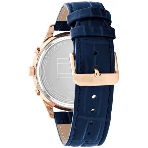 1710503 tommy hilfiger watch men blue dial leather strap quartz battery analog weston 5