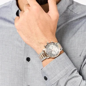 1710570 tommy hilfiger watch men black dial metal stainless steel silver rose gold strap quartz battery analog three hand legend 4