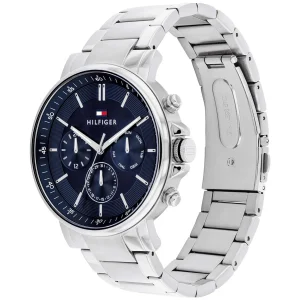 1710588 tommy hilfiger watch men blue dial metal stainless steel silver strap quartz battery analog tyson 2