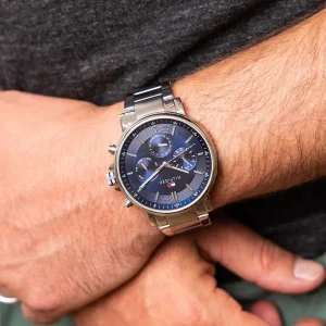 1710588 tommy hilfiger watch men blue dial metal stainless steel silver strap quartz battery analog tyson 4