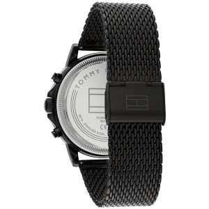1710610 tommy hilfiger watch men black dial metal stainless steel mesh strap quartz analog stewart 3