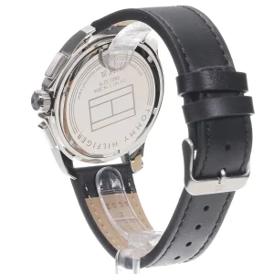 1710619 tommy hilfiger watch 5atm water resist men navy dial leather black strap quartz analog walker 10