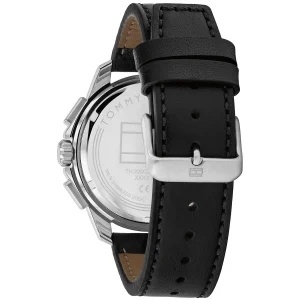 1710619 tommy hilfiger watch 5atm water resist men navy dial leather black strap quartz analog walker 3