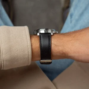 1710619 tommy hilfiger watch 5atm water resist men navy dial leather black strap quartz analog walker 5