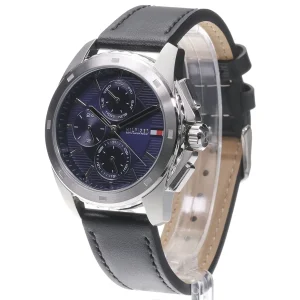 1710619 tommy hilfiger watch 5atm water resist men navy dial leather black strap quartz analog walker 8