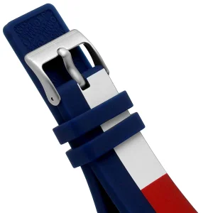1720025 tommy hilfiger watch jeans unisex blue dial rubber red strap quartz battery analog three hand berlin 6