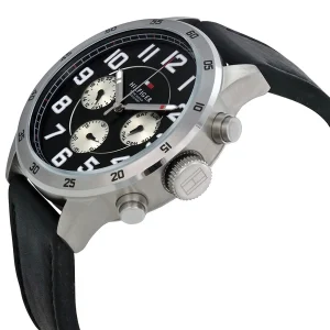 1791050 tommy hilfiger watch 5atm water resistant men black dial leather strap quartz battery analog trent 5