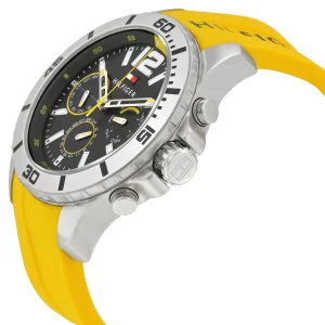 1791144 tommy hilfiger watch 5atm men gray dial rubber yellow strap quartz battery analog nolan 4