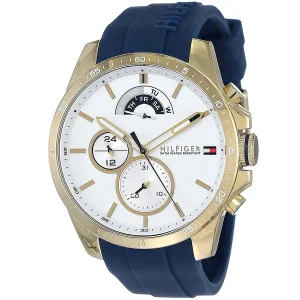 1791353 tommy hilfiger watch 5atm water resistant men white dial rubber blue strap quartz battery analog decker 2