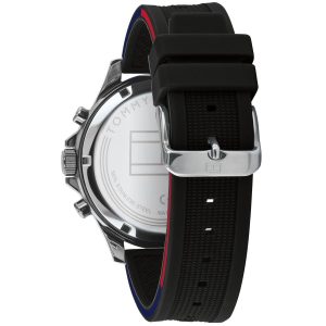 1791724 tommy hilfiger watch men black dial rubber strap quartz analog day date month bank 3
