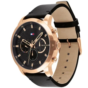 1791798 tommy hilfiger watch men black dial leather strap quartz battery analog chronograph jameson 2