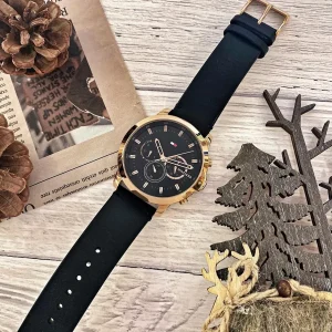 1791798 tommy hilfiger watch men black dial leather strap quartz battery analog chronograph jameson 5