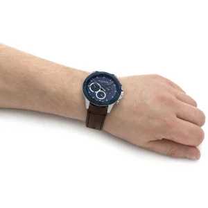 1791895 tommy hilfiger watch men blue dial leather brown strap quartz battery analog harley 12