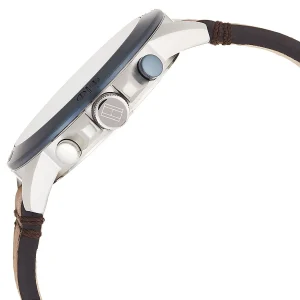 1791895 tommy hilfiger watch men blue dial leather brown strap quartz battery analog harley 3