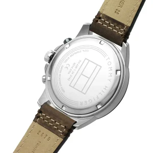 1791895 tommy hilfiger watch men blue dial leather brown strap quartz battery analog harley 5