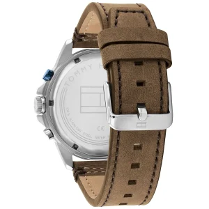 1791895 tommy hilfiger watch men blue dial leather brown strap quartz battery analog harley 6
