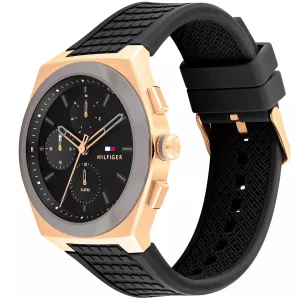 1791931 tommy hilfiger watch men black dial rubber strap quartz analog chronograph connor 2