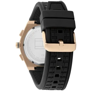 1791931 tommy hilfiger watch men black dial rubber strap quartz analog chronograph connor 3