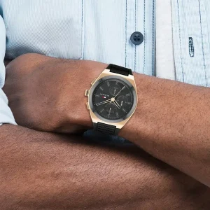 1791931 tommy hilfiger watch men black dial rubber strap quartz analog chronograph connor 6