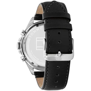 1791964 tommy hilfiger watch men black dial leather strap quartz analog chronograph 5atm 165feet water resistant owen 3