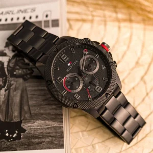 1792030 tommy hilfiger watch men black dial metal stainless steel strap quartz battery analog blaze 5