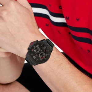 1792030 tommy hilfiger watch men black dial metal stainless steel strap quartz battery analog blaze 8